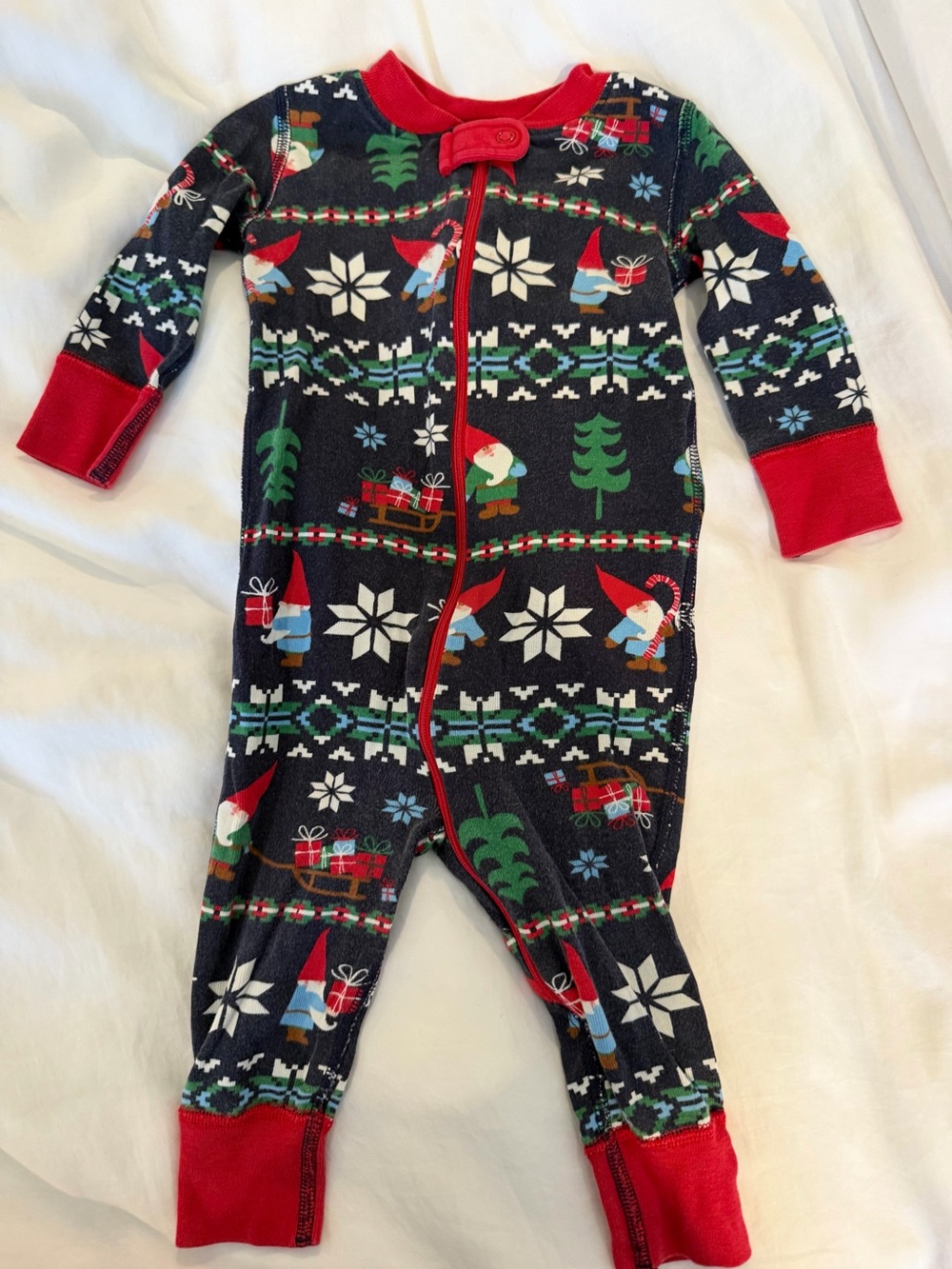 EUC Hanna Andersson Gnome Print One-Piece Pajamas - 70/6-12 mo